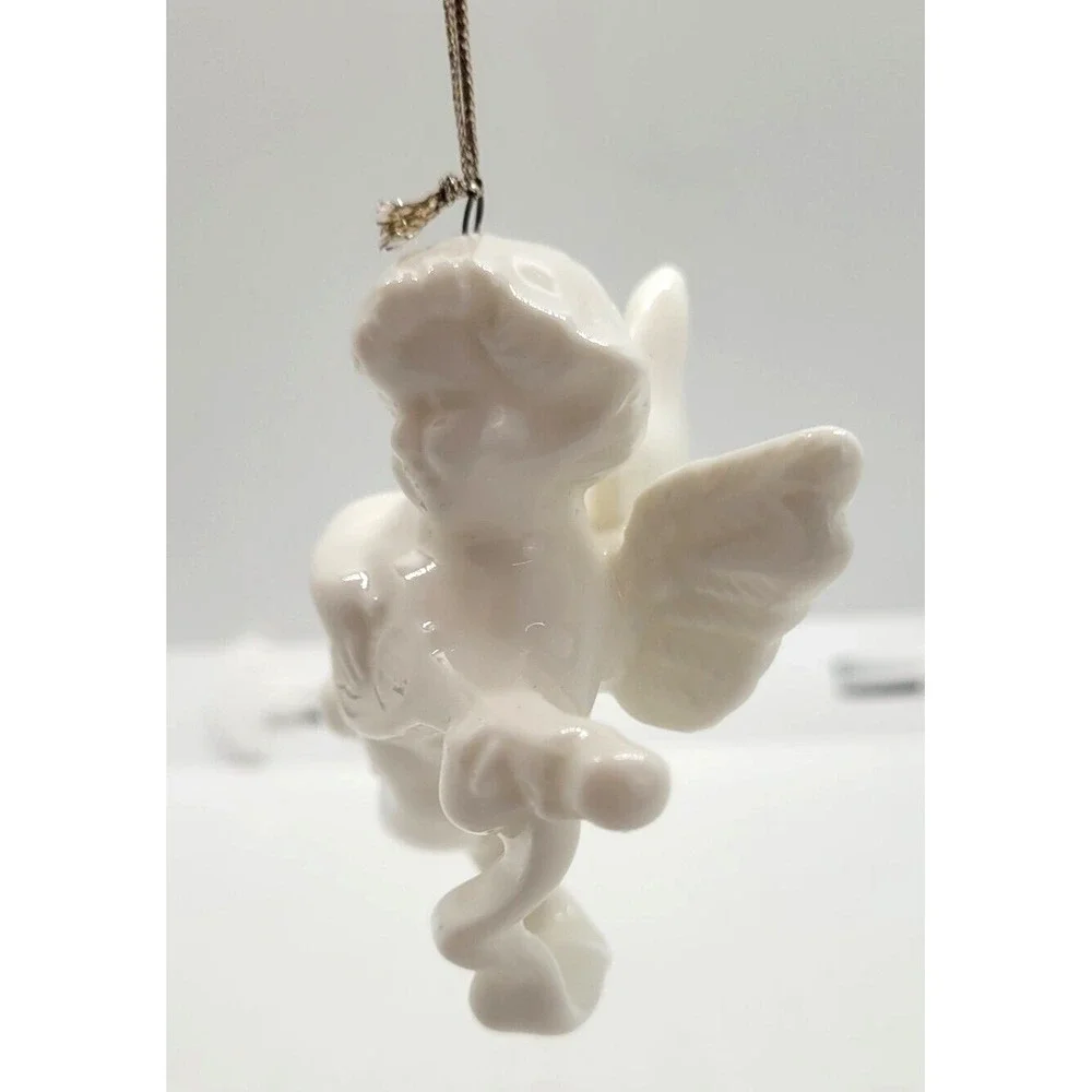 Vintage Christmas Ornament Cherub With Violin Ceramic